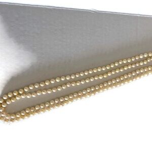 Elegant Cream Real Pearl double strand Necklace